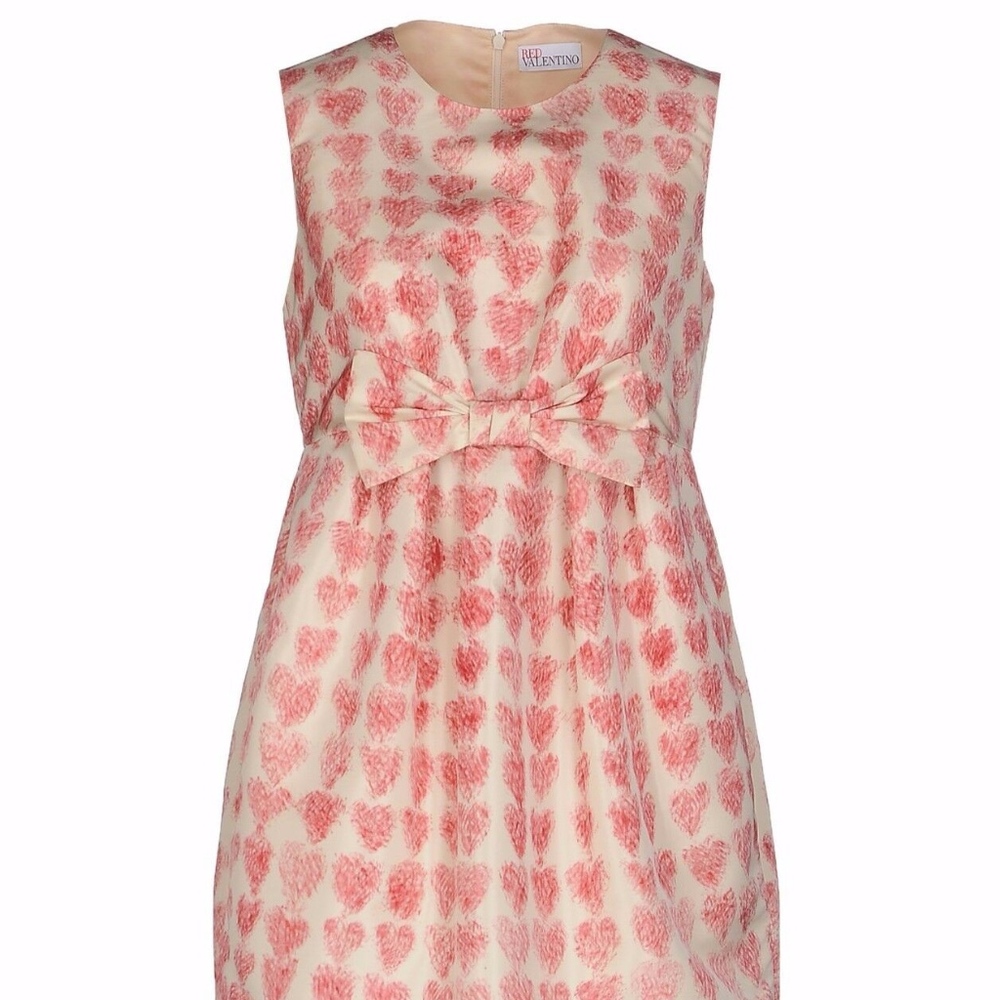 ❌SOLD❌NWT RED VALENTINO Pink Painted Hearts Faille Dresses - Picture 3 of 8